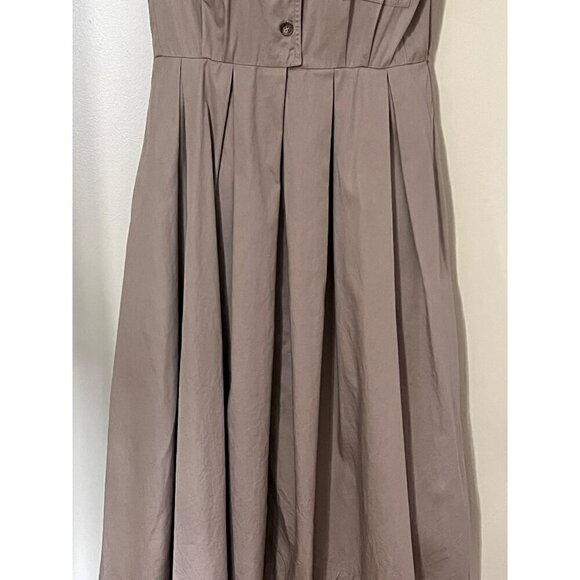 J.G. Hook Button-Down Pleated ShirtDress Size 10 Tan Pockets Demure - Picture 4 of 12
